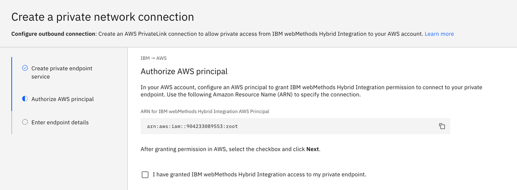 Create a private network connection